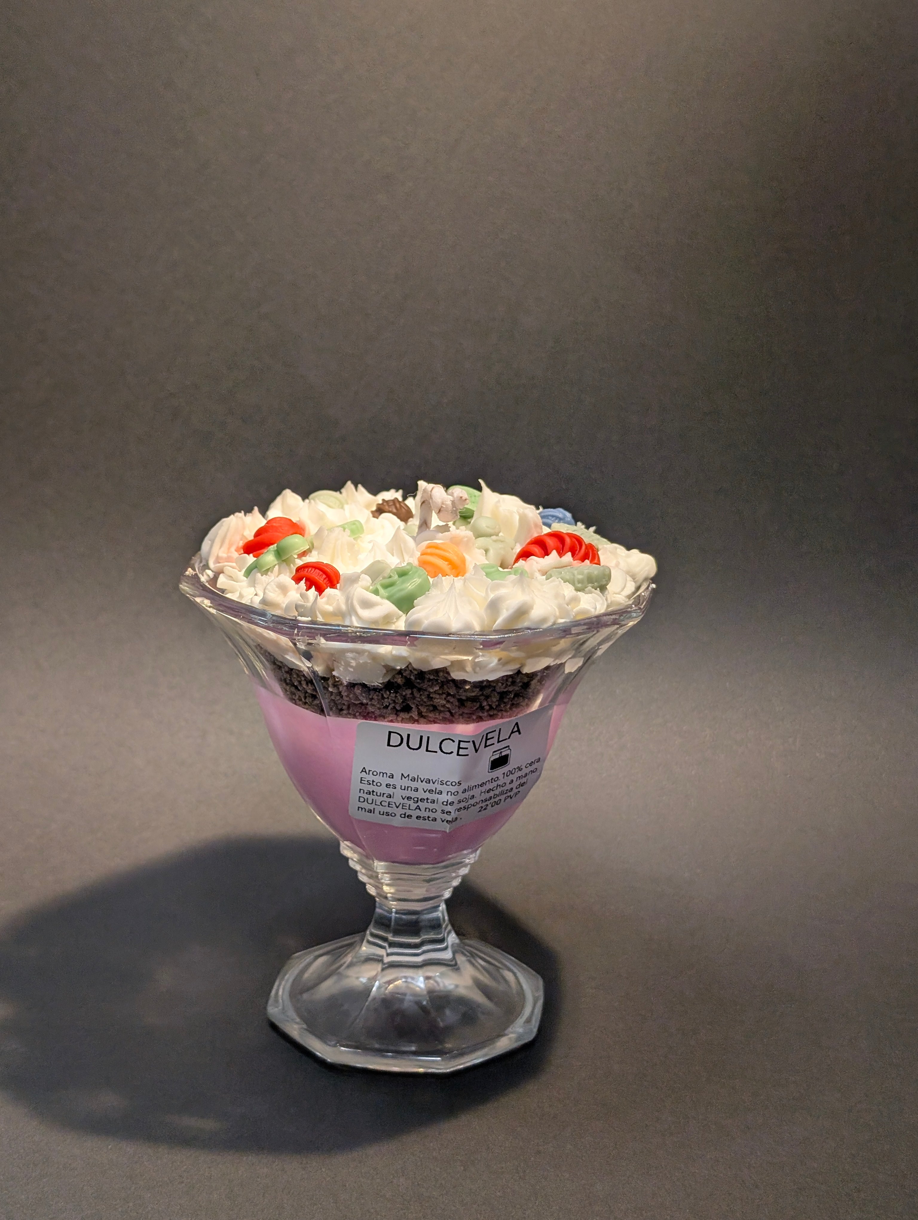 Vela decorativa postre en copa